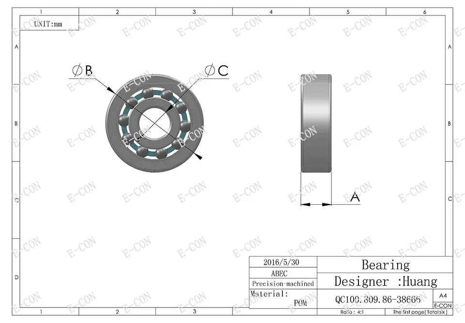 1/2/5/10 Rolamento plástico POM 6002 Bolas De Vidro 15x32x9 Rolamentos de Esferas