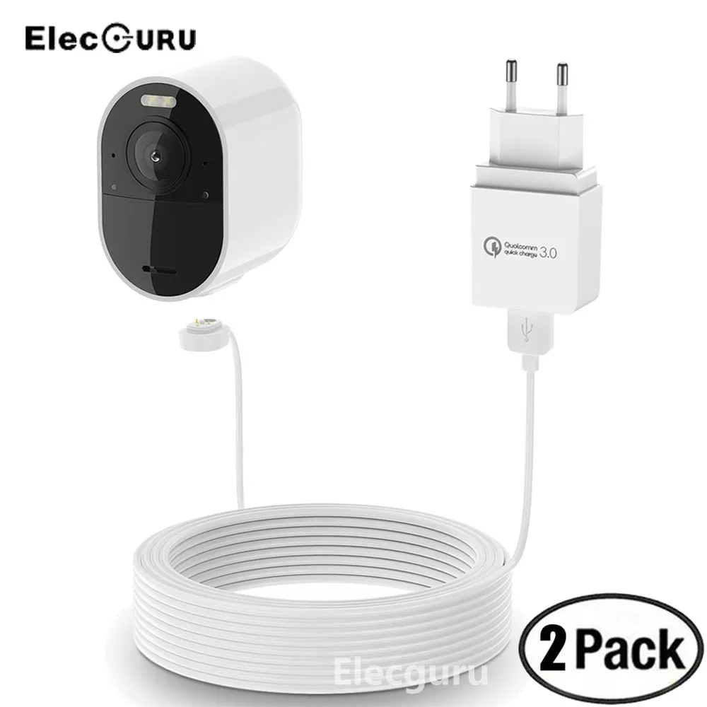 2 Pack 20ft/6m Magnetic Charging Cable with Adapter for Arlo Ultra/Pro 3 Camera Waterproof Charger Arlo Accessories