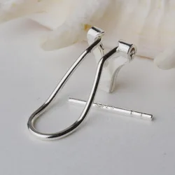 Solid 925 Sterling Silver Clip Earring Findings with Needle for Jewelry DIY Components