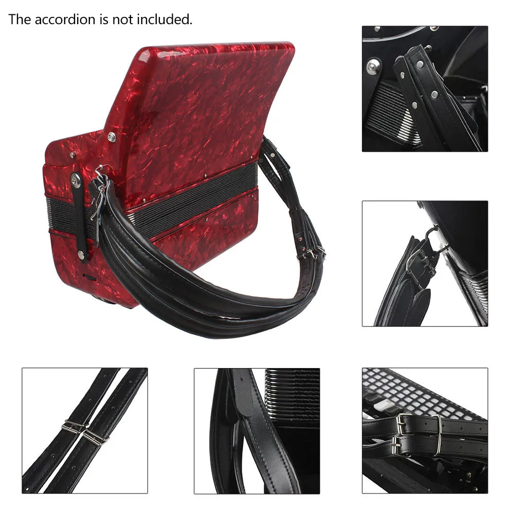 High Quality One Pair Adjustable Synthetic Leather Accordion Shoulder Straps for 16-120 Bass Accordions