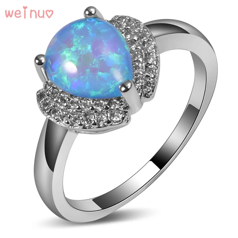 Weinuo White Opal White Crystal Apple Type Ring 925 Sterling Silver Top Quality Jewelry Wedding Ring Size 5 6 7 8 9 10 11 A276