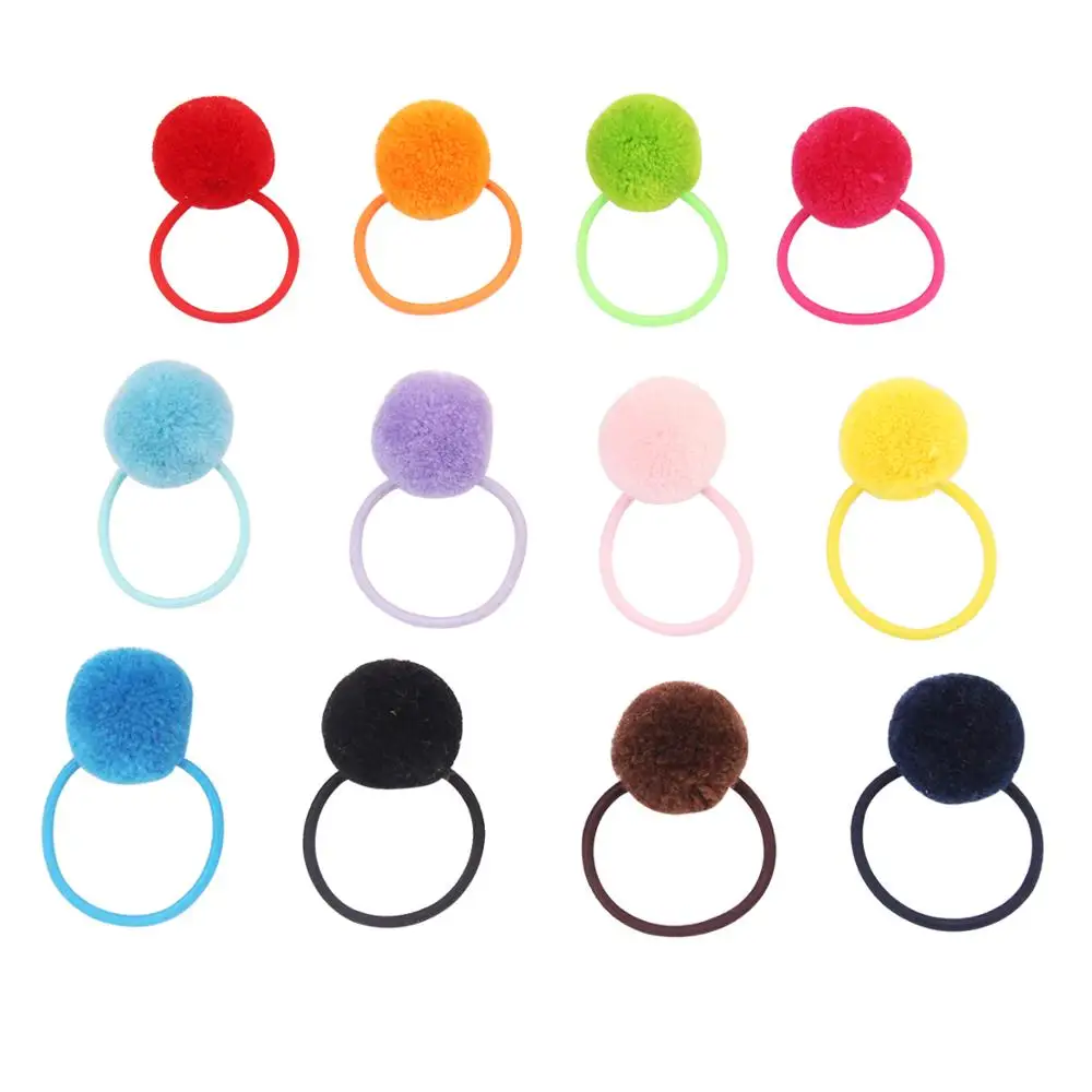 1 Pairs Pompoms Rubber Bands Hair Ties Ponytail Holders for Baby Girls Kids Elastic Bands Hair Ring Rope Hair Accessories 2022