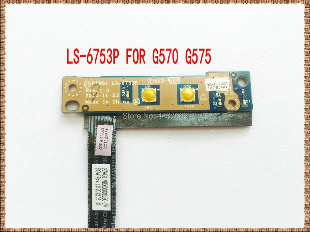 LS-6753P For Lenovo G470 G475 G570 G575 Power Switch ON OFF Button Board with cable PIWG1 LS-6753P NBX000SL00