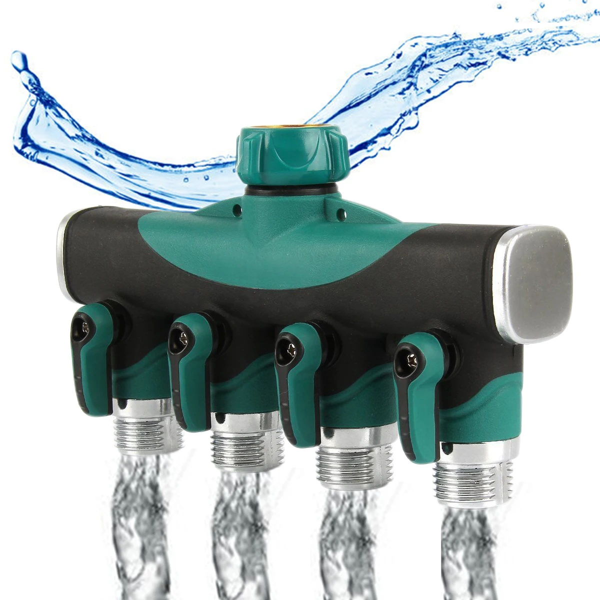 

4-Way Water Tap to Hose Connector Heavy Duty Garden Water Hose Splitter Green Garden tools