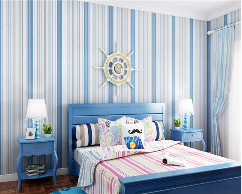 beibehang 3d wallpaper Beautiful Mediterranean wallpaper nonwovens bedroom blue pink living room background wall papel de parede