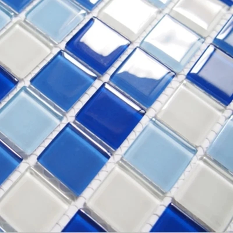 

Blue Green Candy Color Crystal Glass Mosaic Tile for Kid's Room Swimming Pool Shower Room Washroom Restroom Washbasin Backsplash