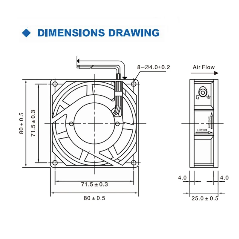 1 cái AC 220 v 240 v 80 mét 8 cm AC Làm Mát Fan Hâm Mộ Bóng Mang 8025 80 mét x 25 mét PC Máy Tính Xách Tay Máy Tính Cooler Quạt Hướng Trục