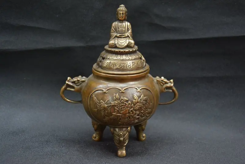 

Collectable Old Ming Dynasty Copper Incense Stove \ Censer,Namo Amitabha,with mark, Free Shipping