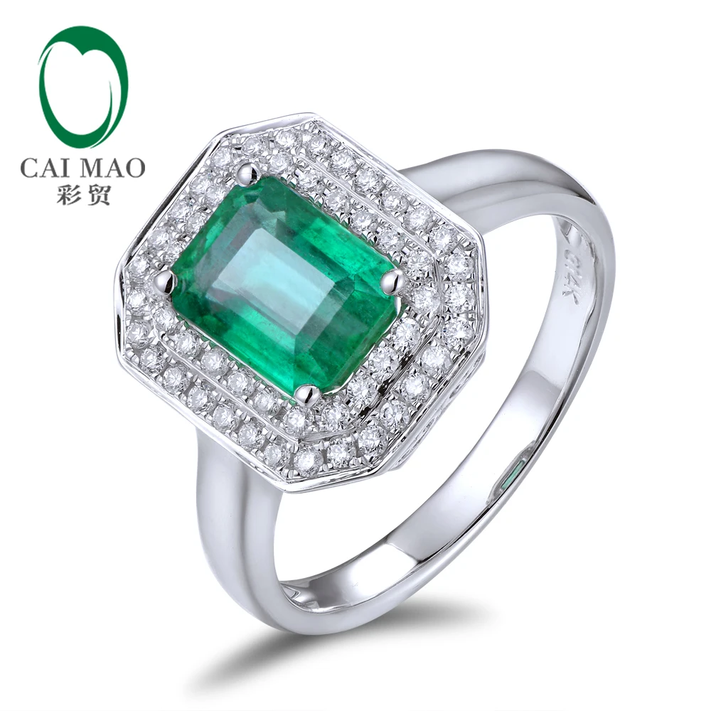 

New Arrival 14K White Gold 2.12ctw Natural Emerald Pave Diamond Engagement Classic Ring