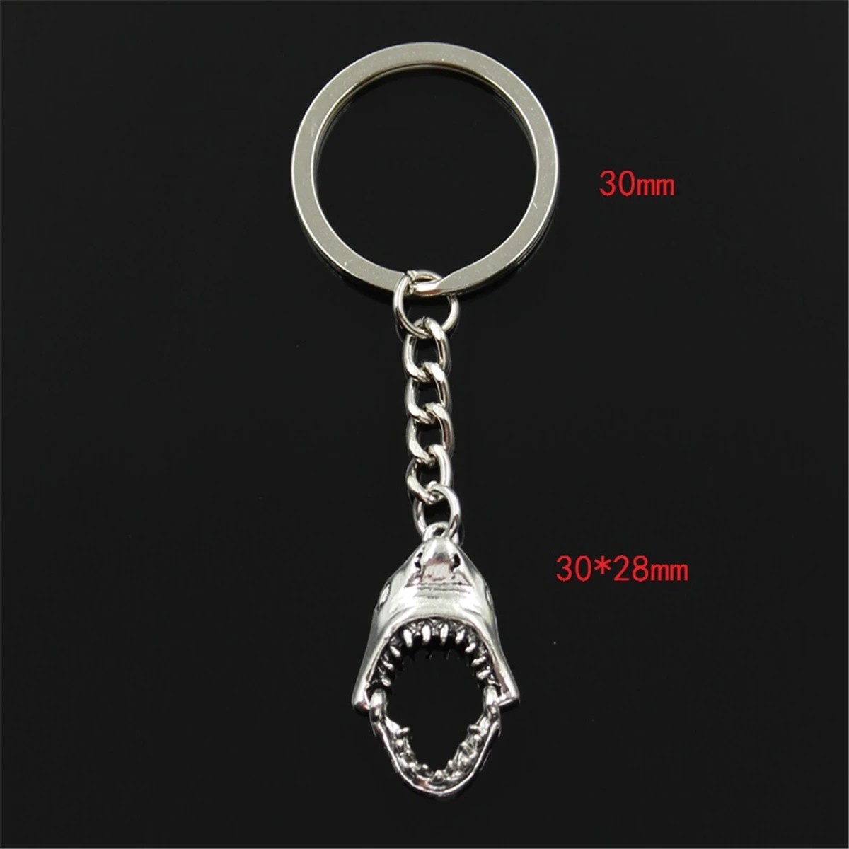 New Fashion Men 30mm Keychain DIY Metal Holder Chain Vintage Opened Shark Mouth 30x28mm Bronze Pendant Gift