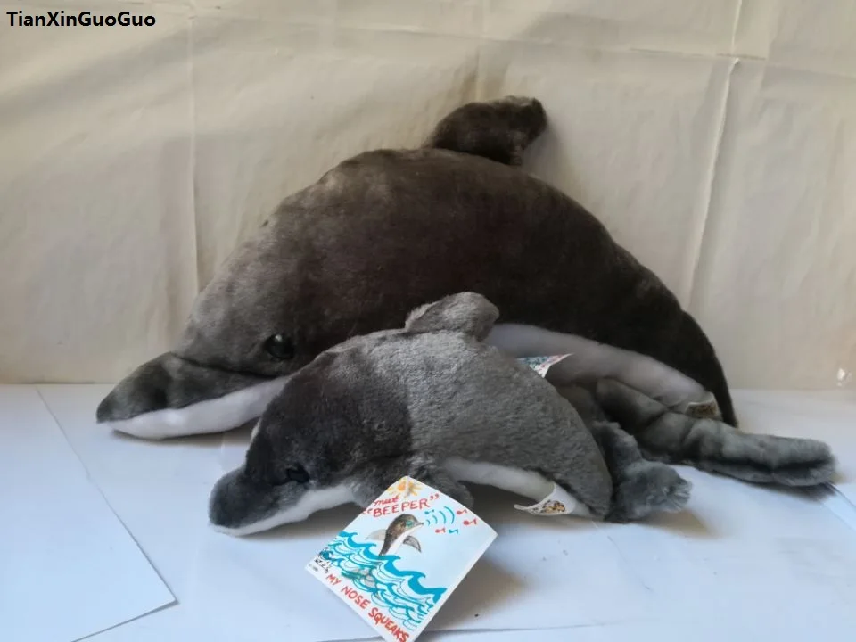

lovely gray dolphin plush toy large 50cm penguin and small one 25cm soft doll throw pillow Christmas gift w0127