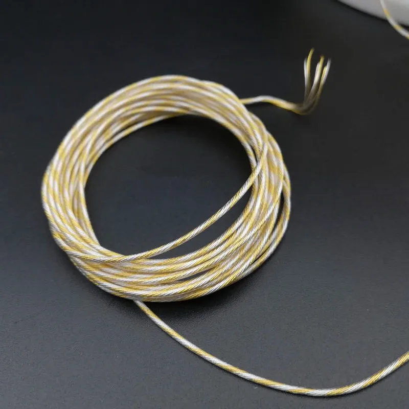 50meters High-purity oxygen-free copper single-strand bold headphones upgrade line gold and silver mixed twist OD:1.2MM 63*0.06