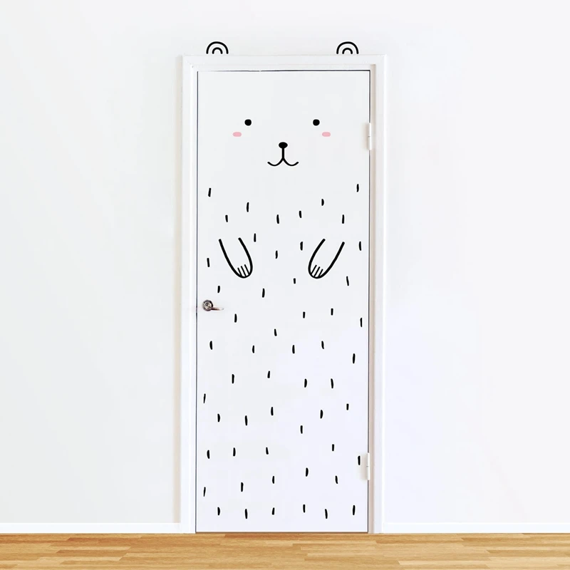 Cartoon Door Decal Tofu the Tiger Wall Sticker , Cute Bear Wall Decal Vinyl Sticker For Kids Bedroom Door Decor