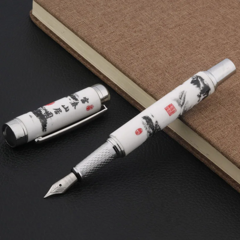 Blue and White Porcelain With Chinese Painting Trim M Fountain Pen Stationery Office school supplies Writing