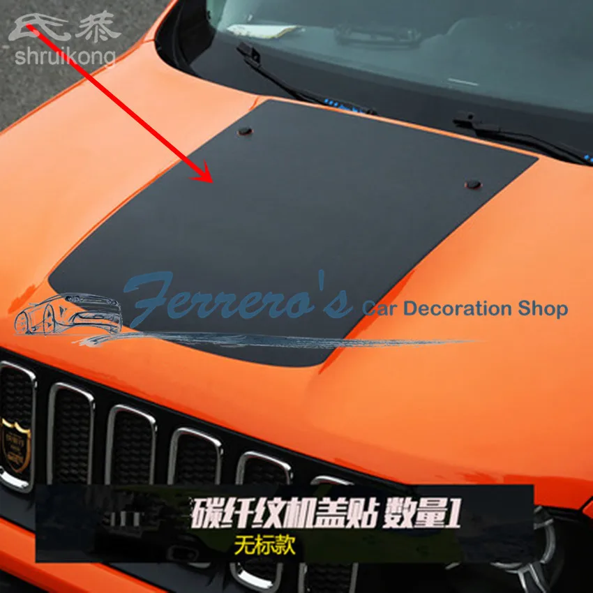 For 2015 2016 2017 JEEP Renegade 1PC Carbon Fiber Car Accessories Car Stickers Car Auto Front Body Hood Sticker