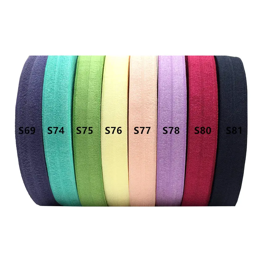 100Yards 50 Color Plain Fold Over Elastic Wholesale Bulk 16mm FOE Webbing Gift Ribbon for Hairband Headwear DIY Hair Accessories