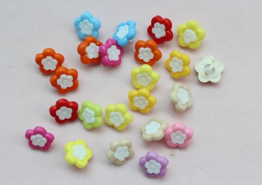 1000pcs Variety Colors 15mm Sweet  Buttons Set plum blossom flower diy combined buttons