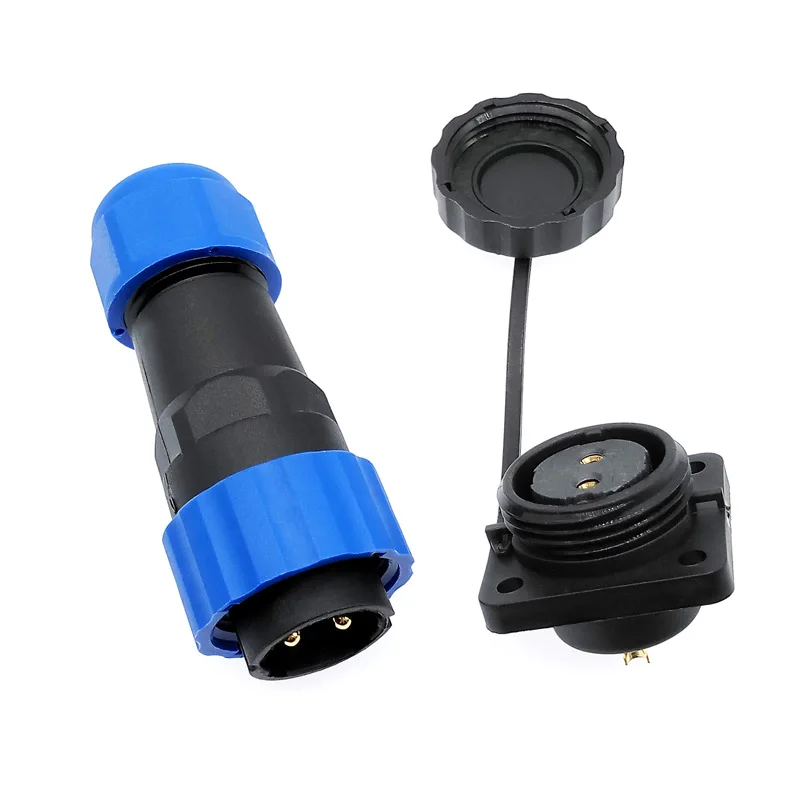 SP20 waterproof connector plug and socket with flange 4 hole IP68 2 pin 3/4/5/6/7/8/9/10/12/14Pin