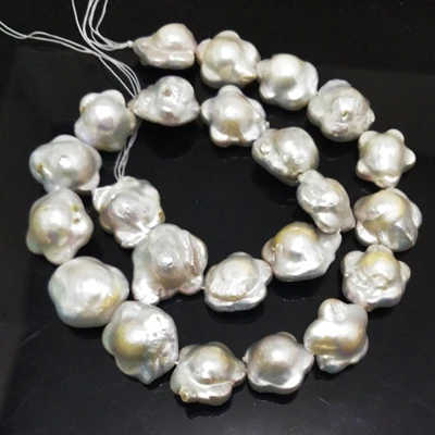 16 inches 16-17mm Brown Flower Shaped Natural Nucleated Baroque Pearl Loose Strand