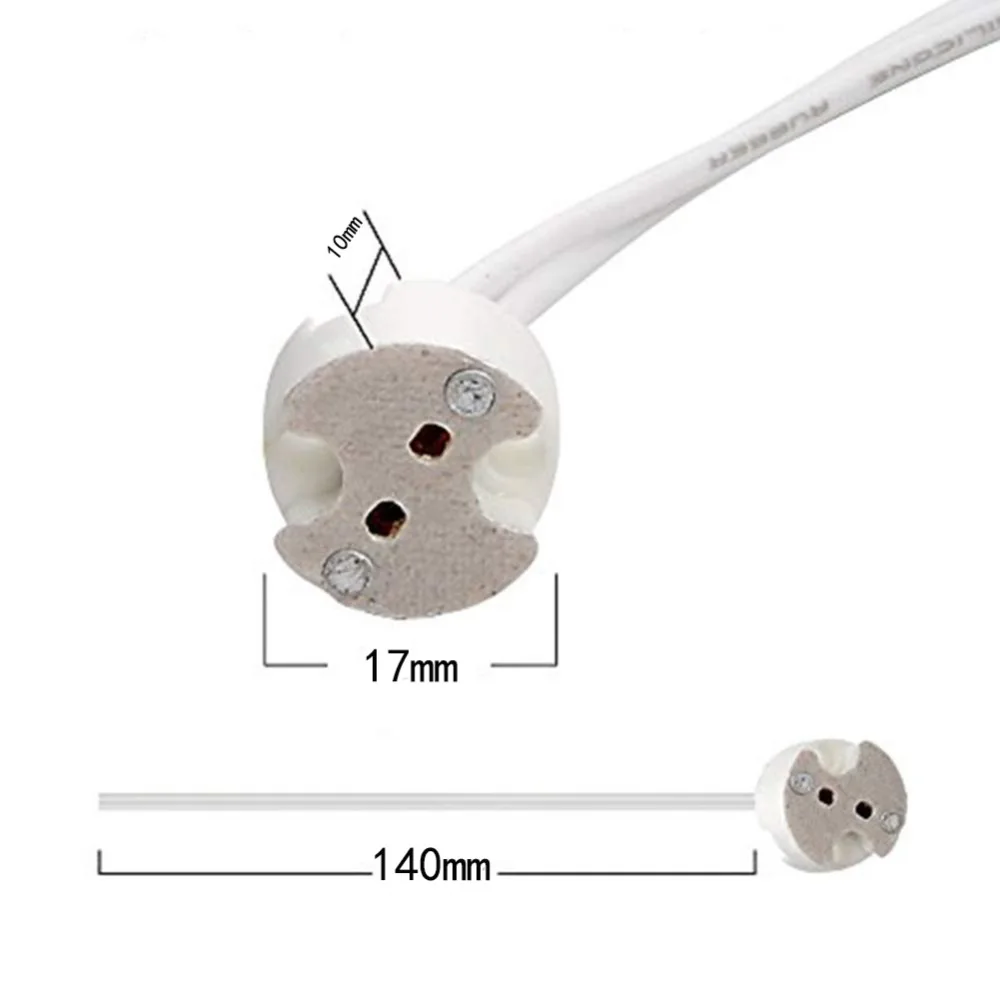 10Pcs/Lot MR16 Lamp Base MR11 GU5.3 G4 Lamp Holder Ceramic Connector Socket  with Cable for LED Halogen Bulb Light