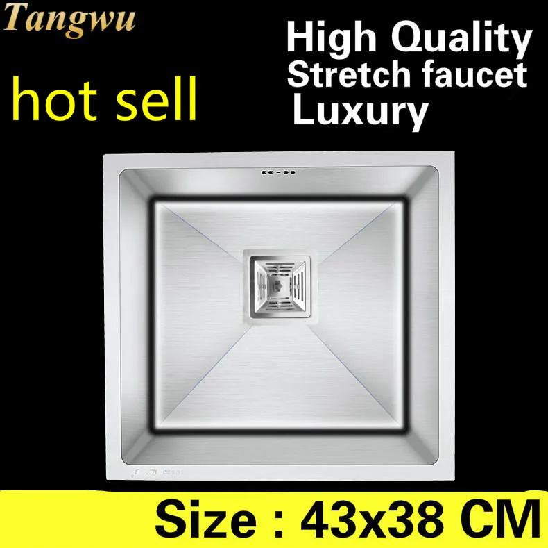

Free shipping Home luxury balcony stretch faucet wash vegetables kitchen manual sink single trough 304 stainless steel 43x38 CM