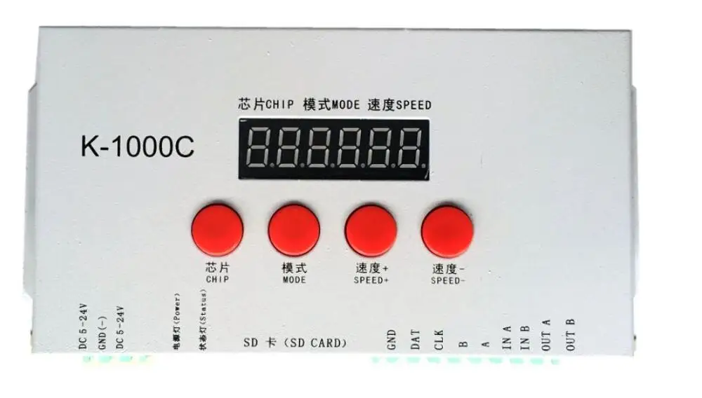 K-1000C SD Card Pixel LED Controller DIY Programmable Dimmer T-1000s DC5-24V Max 2048Pixels WS2811 WS2812B UCS1903 APA102 Etc