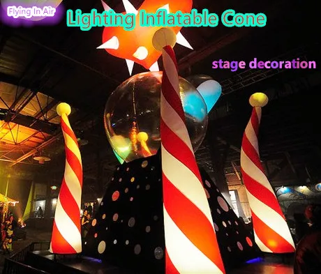 

Large Red LED Inflatable Cone Light Pillar Christmas Hat Style Concert Stage Backdrop For Party Decoration