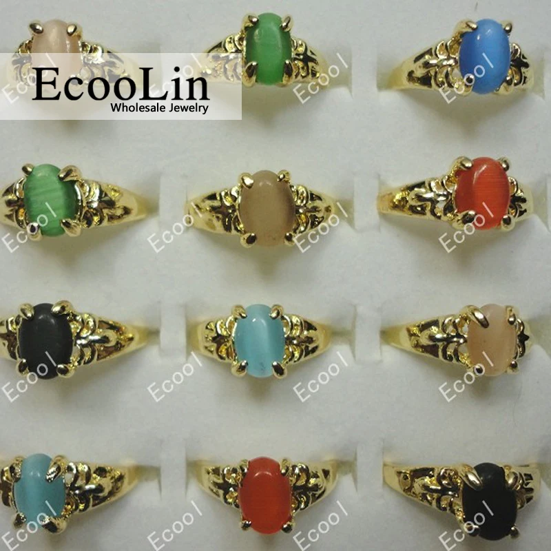 

30 Pcs New Fashion Cat-Eye Gold Alloy Gold Plated Women Rings Lots LB005