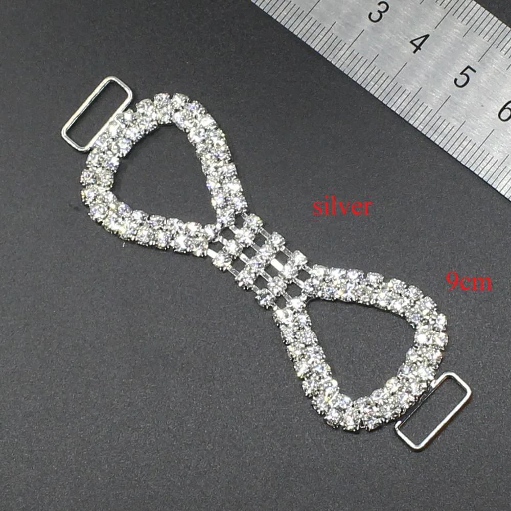 Metal Chain Buttons for Swimwear, Rhinestone Bikini Buckle, Swimwear Connectors, Factory Charm, 4Pcs