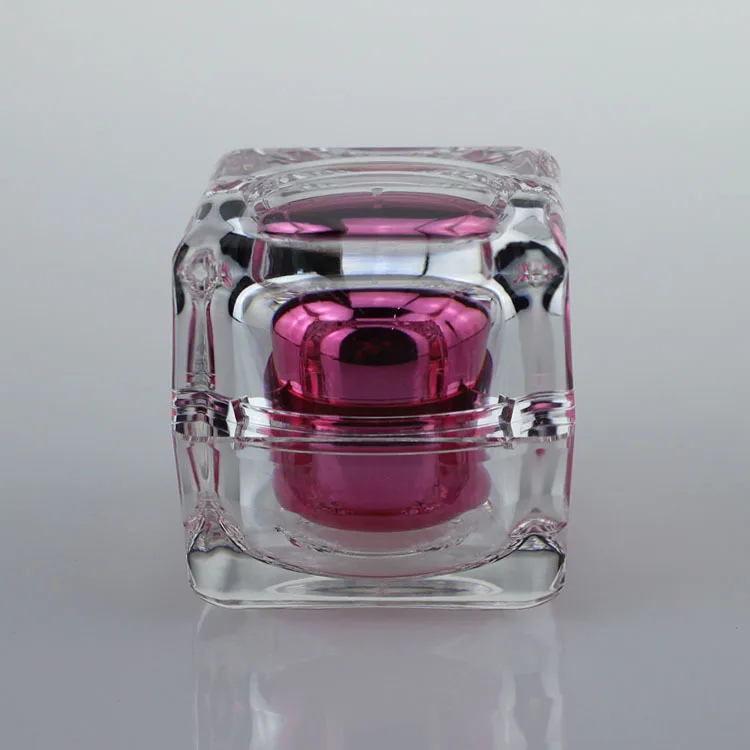 

50pcs 30ml Hot Pink Crystal square acrylic jar, square bottles online, 30ml square cosmetic jar , 30g empty square plastic jar