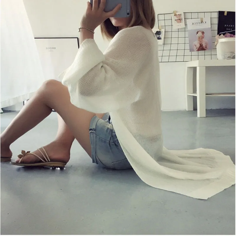 Long Fashion Summer Long Cardigan Sweaters Women Thin Woman Knitted Hollow Out Loose Cardigans Knitwear Open Stitch Causal Tops