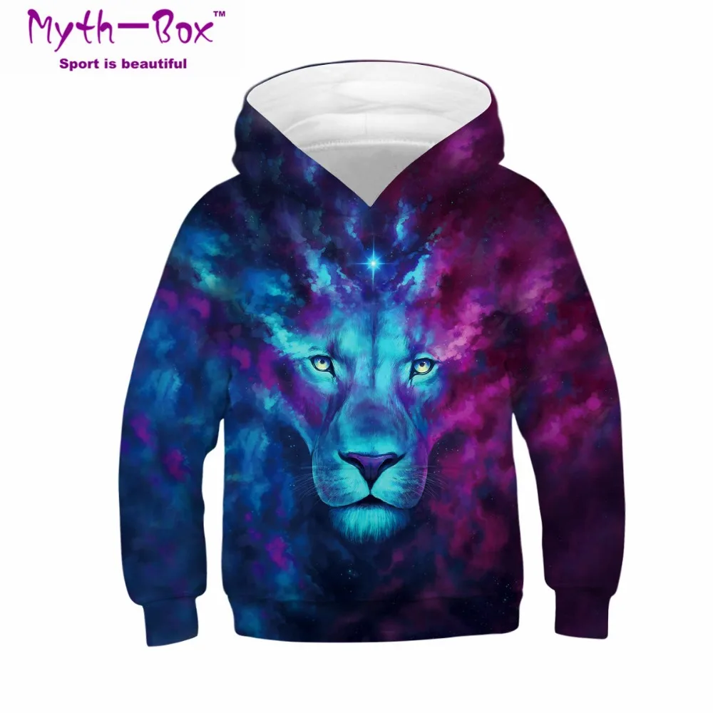 

Autumn Winter Children's Sport Hoodies Lion 3D Printing Kids Sweatshirts Junior Child Pullover 4-13y Boy/Girl's Hooded Tops Coat