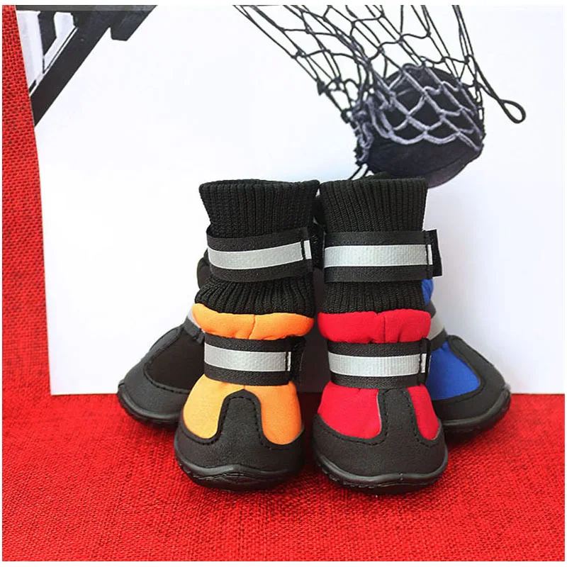 4pcs/set Waterproof Anti-slip Dog Shoes For Large Dogs Winter Shoe For Dog Husky Shoes Dog Paw Protectors Warm Dog Boots Black