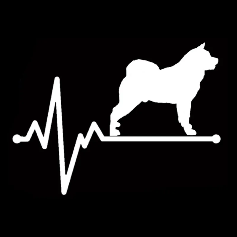 YJZT 14.5CM*10.6CM Akita Lifeline Dog Heartbeat Vinyl Black/Silver  Car Stickers C22-1143