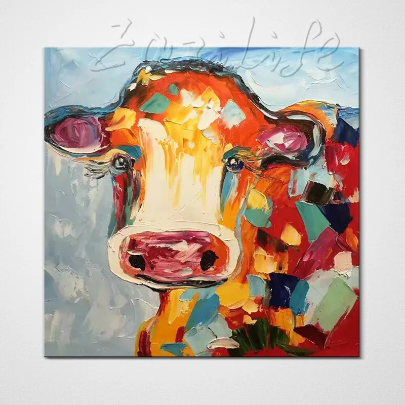 Hand Painted Original oil painting,cow painting,impasto,heavy texture,huge size,palette knife painting,Wall Art. Home Decor