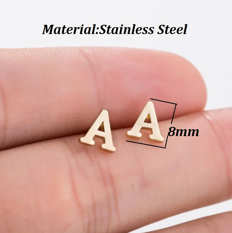 Jisensp Fashion Tiny Initial Letter Earrings Personalize Bridesmaids Gift Cute Alphabet Stud Earrings Everyday Jewelry Brincos