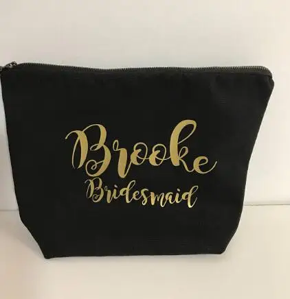 personalize black Name Pouch bridesmaid wedding Gift Make Up Cosmetic Bags Unique Gift for Bridal Party Bags