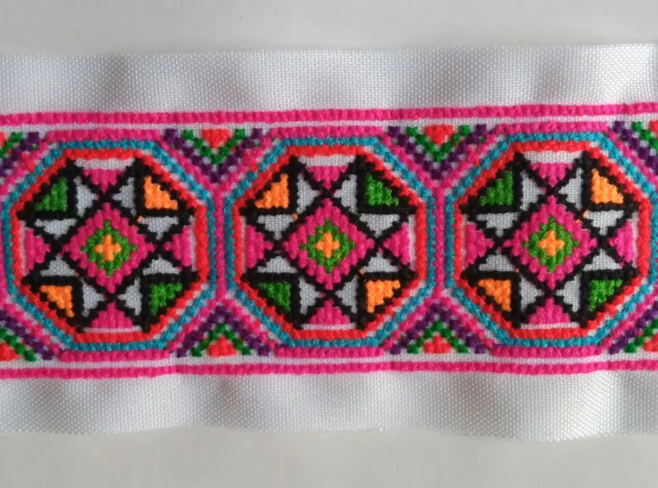 1yard Hmong Embroidery Lace 6.5cm Miao Dress Collar Decor Ribbon Tape Ethnic Tribal Nepal Thai Lao India Boho Slavic Sewing DIY