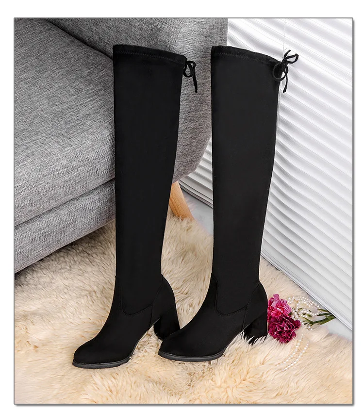 Kobiety Casual Over the Knee boots shoes Winter women Female Round Toe Platform high heels pumps Warm Boots lady Thigh High Boots