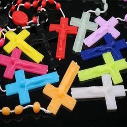 120 pieces / religious plastic rosary cross necklace, old classic plastic bead necklace, plastic rosary necklace