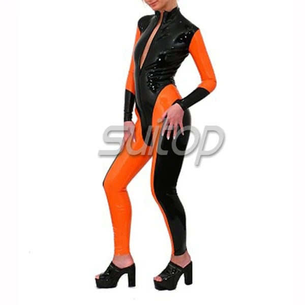 women 's 100% nature latex rubber zentai for lady jumpsuit