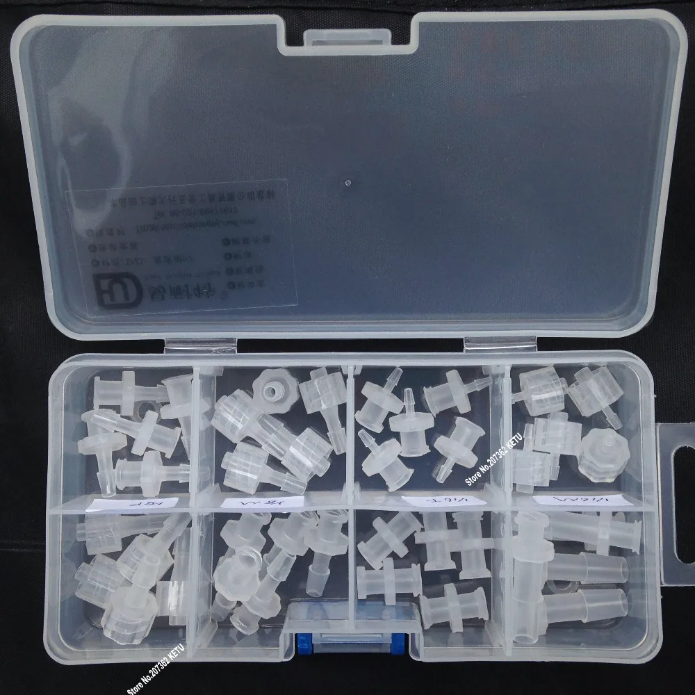 Assortment Luer Tapered Fitting (polyprop) Luer Lock Syringe fitting Connectors 40pcs in a plastic box