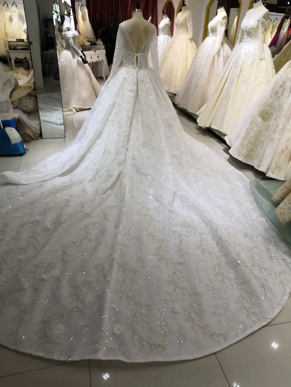 Vestidos De Novia 2020 العربية الفاخرة مطرز الدانتيل فستان الزفاف كم طويل ثلاثية الأبعاد الأزهار الزفاف زي العرائس رداء دي ماري