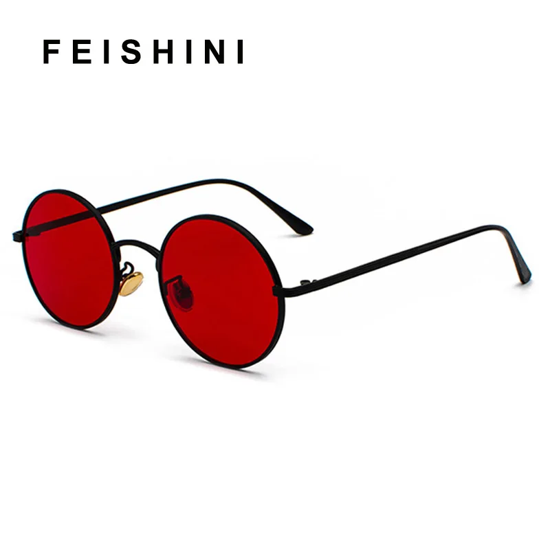 الأحمر Oculos دي سو العلامة التجارية الكلاسيكية Steampunk النظارات الشمسية النساء مستديرة المعادن الزخرفية نمط Vintage الشرير الأصفر النظارات الشمسية للرجال