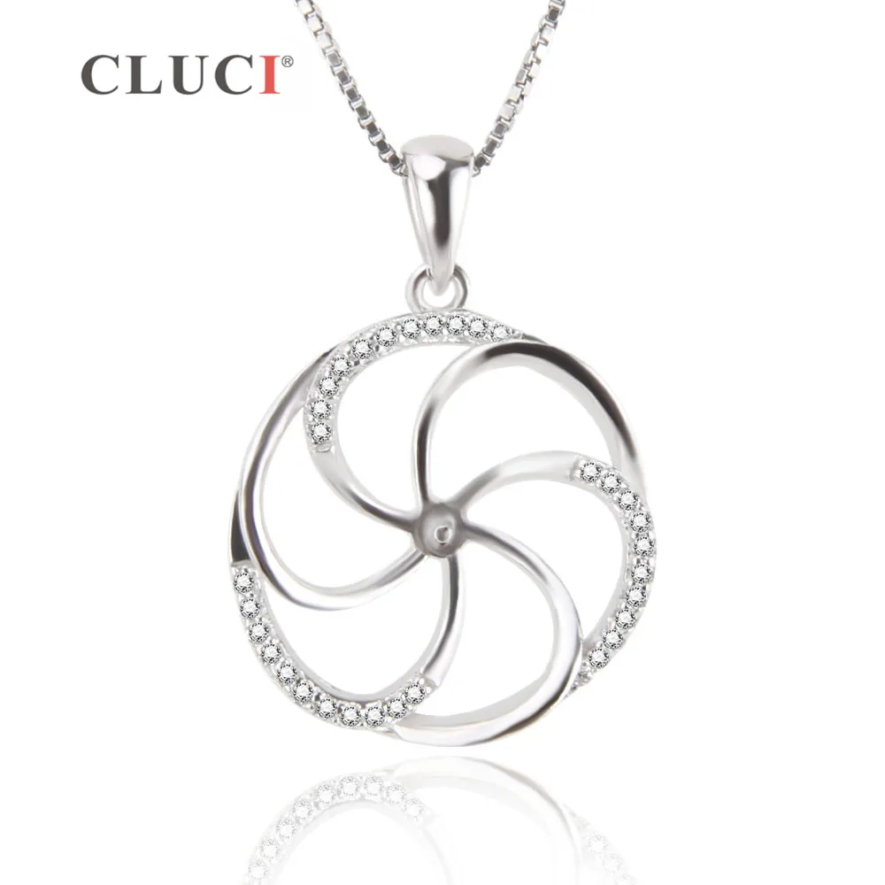 CLUCI High Quality windmill Pendant accessary to stick pearl for jewelry making Sterling 925 Silver Rose Flower necklace SP181SB