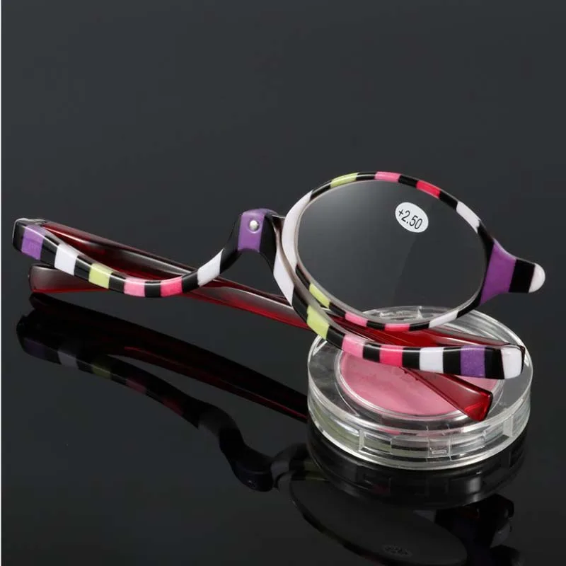 

New fashion make-up mirror portable rotating reading glasses