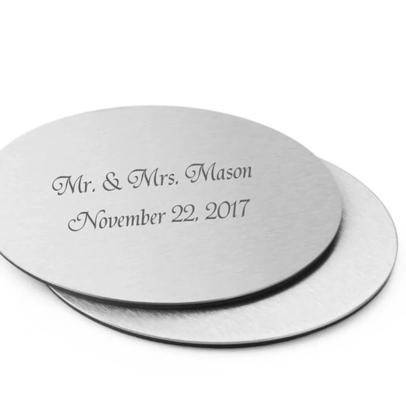 100Pcs=50Set Personalized Wedding Gift For Guests,Metal Cup Coaster Set With EVA Glue Cushion,Customized Engagement Party Favors