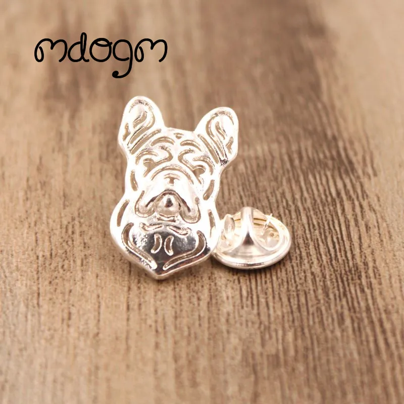 Mdogm French Bulldog Brooches And Pins  Jewelry Suit Cute Funny Metal Small Father Collar Badges Gift For Male Men B021