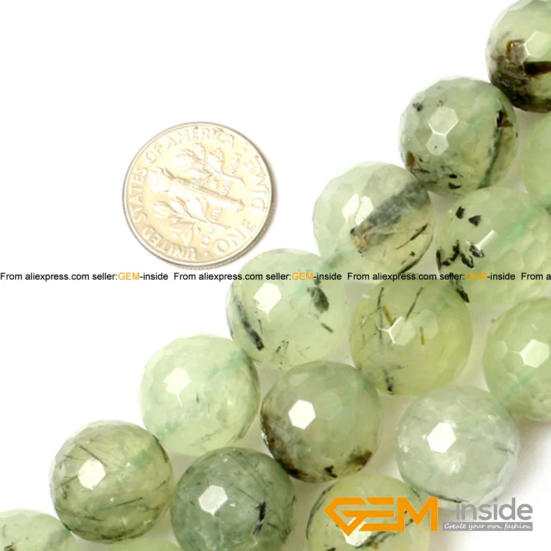 Round Faceted Prehnit e Beads,Selectable Size 8mm To 14mm,Natural Stone Beads For DIY Bracelet Making Strand 15\