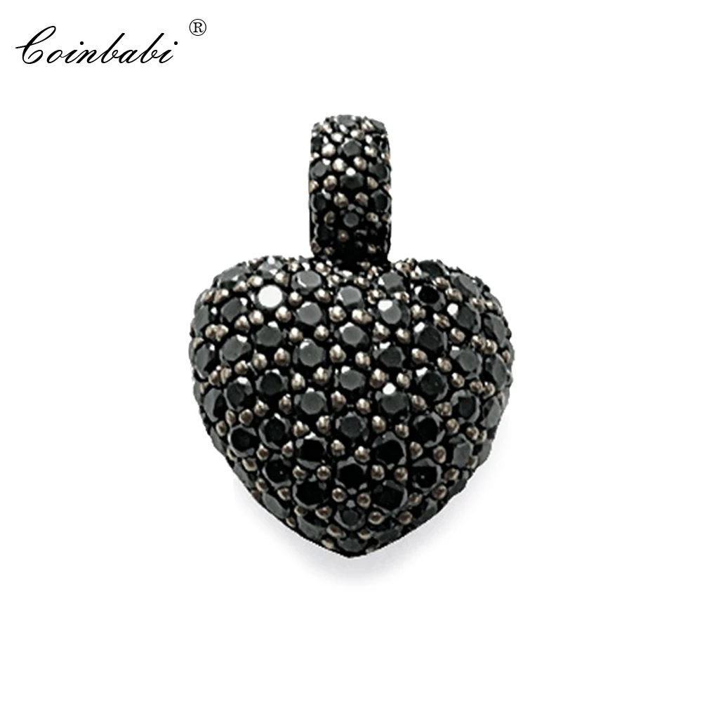 

Pendant Black Pave Heart Zirconia & 925 Sterling Silver For Women Romantic Gift Europe Glam Fashion High Quality Jewelry